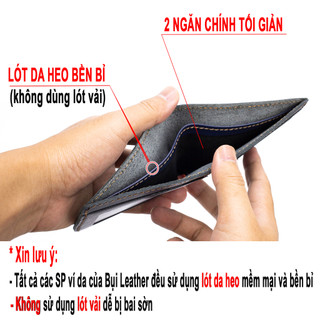 Ví mini khắc tên da bò V115 - Bụi leather