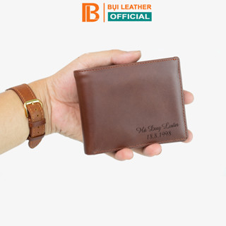 Ví nam da bò khắc tên theo yêu cầu V101K - Bụi leather