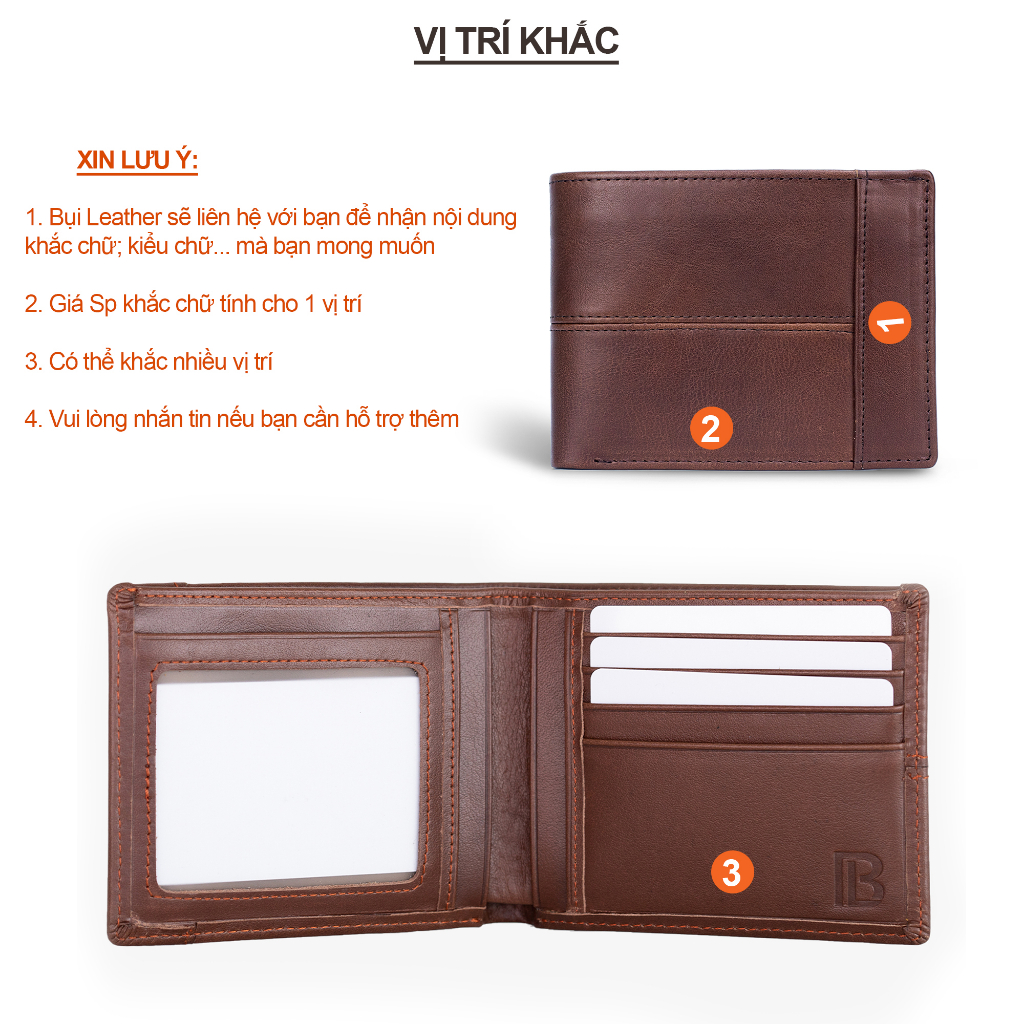 Ví nam da bò khắc tên theo yêu cầu V105K - Bụi leather