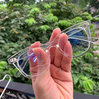 Gọng kính DẺO South side SS 2 chấm vàng màu trắng trong