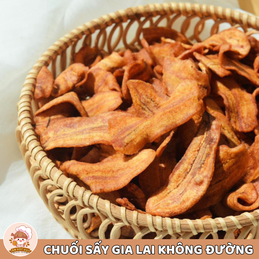 Chuối sấy giòn không đường Gia Lai ăn kiêng 500g/1kg Ăn Vặt Vui
