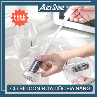 Cọ silicon rửa cốc chén, bình sữa đa năng tiện lợi - Cọ cán dài rửa bình