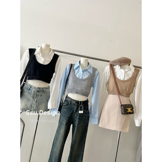Set sơ mi kèm gile croptop
