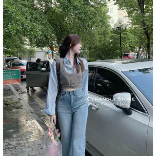 Set sơ mi kèm gile croptop (loại 1)