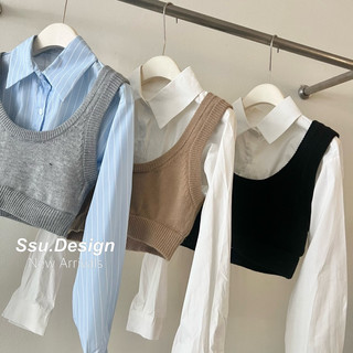 Set sơ mi kèm gile croptop (loại 1)