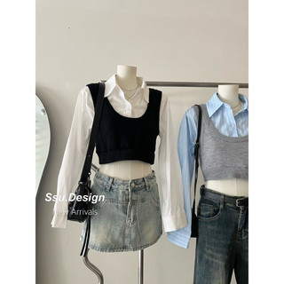 Set sơ mi kèm gile croptop (loại 1)