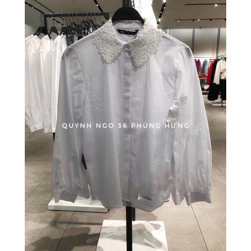 Auth Zara order sơ mi trắng đính đá size XS