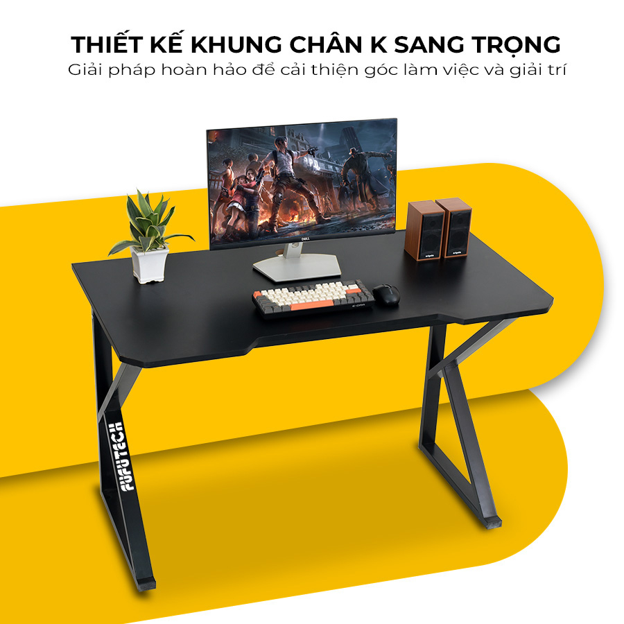 Bàn Gaming chữ K kích thước 1 mét 4  dùng để máy tính, CPU, Chân sắt mặt gỗ MDF cao cấp