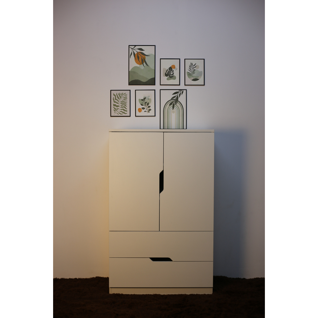 HAPPY FURNITURE , Tủ đựng đồ 2 ngăn kéo - DASH , TCM_027 , 70cm x 35cm x 112cm