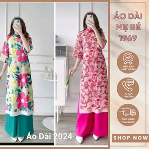 Áo dài 4 tà họa tiết hoa đẹp ⚡ HÀNG LOẠI 1 ⚡ Áo dài tay lỡ hàng thiết kế chất vải mềm mại co giãn nhẹ