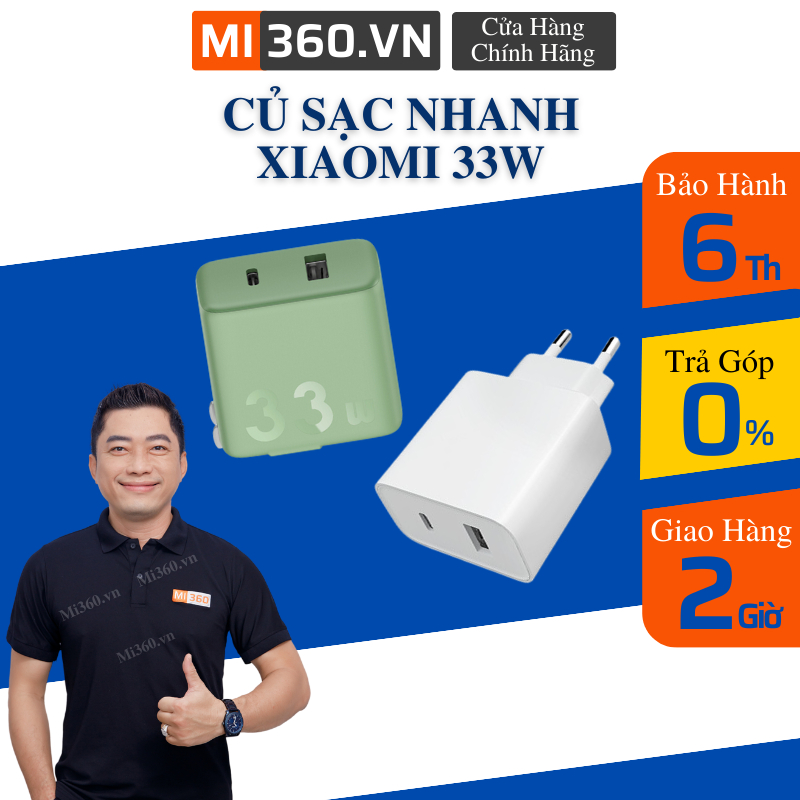 Củ Sạc Nhanh Xiaomi 30W | 33W Chính Hãng -  2 Cổng USB-A và USB type C - Chuẩn Sạc Nhanh