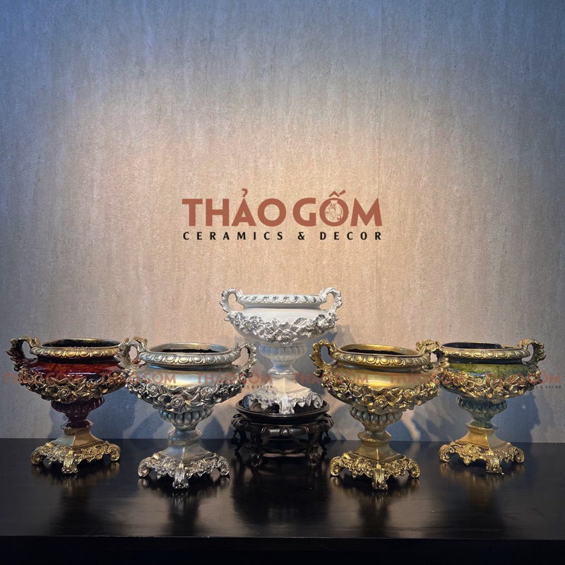 Bình Hoa ComPosite Cắm Hoa Lụa Trang Trí, Cắm Lông Công, Bình Decor Cao Cấp Dáng Lư | Bh31