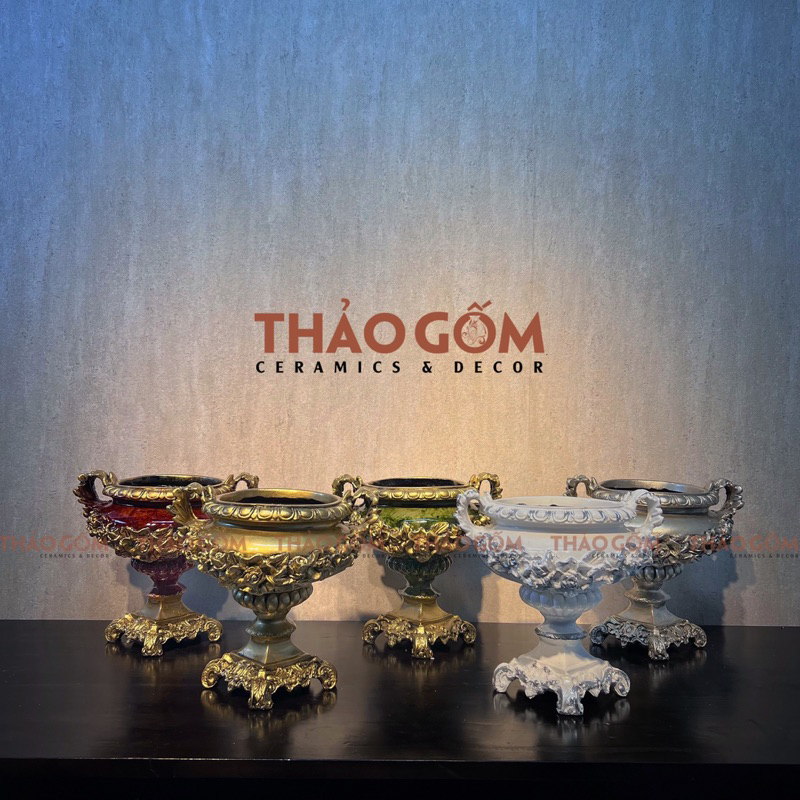 Bình Hoa ComPosite Cắm Hoa Lụa Trang Trí, Cắm Lông Công, Bình Decor Cao Cấp Dáng Lư | Bh31