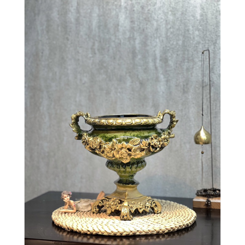 Bình Hoa ComPosite Cắm Hoa Lụa Trang Trí, Cắm Lông Công, Bình Decor Cao Cấp Dáng Lư | Bh31