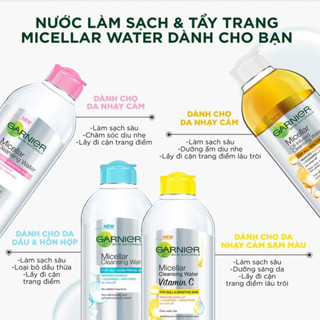 Nước Tẩy Trang Garnier Micellar Cleansing Water làm sạch sâu dịu nhẹ