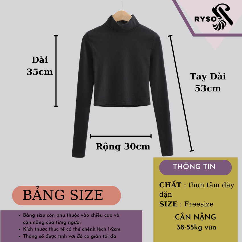 Áo Croptop Cổ Lọ Kiểu Dáng Ôm Chất Thun Lạnh Mịn Mát Ôm Body RYSO FASHION