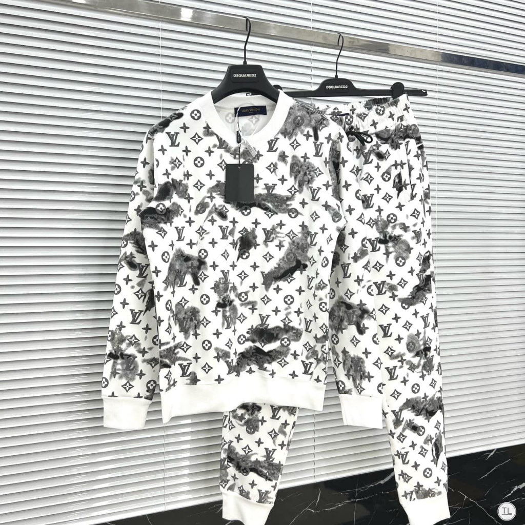 ĐỒ BỘ NỈ NAM THU ĐÔNG lv, BỘ THỂ THAO NAM  DÀI TAY vân chữ