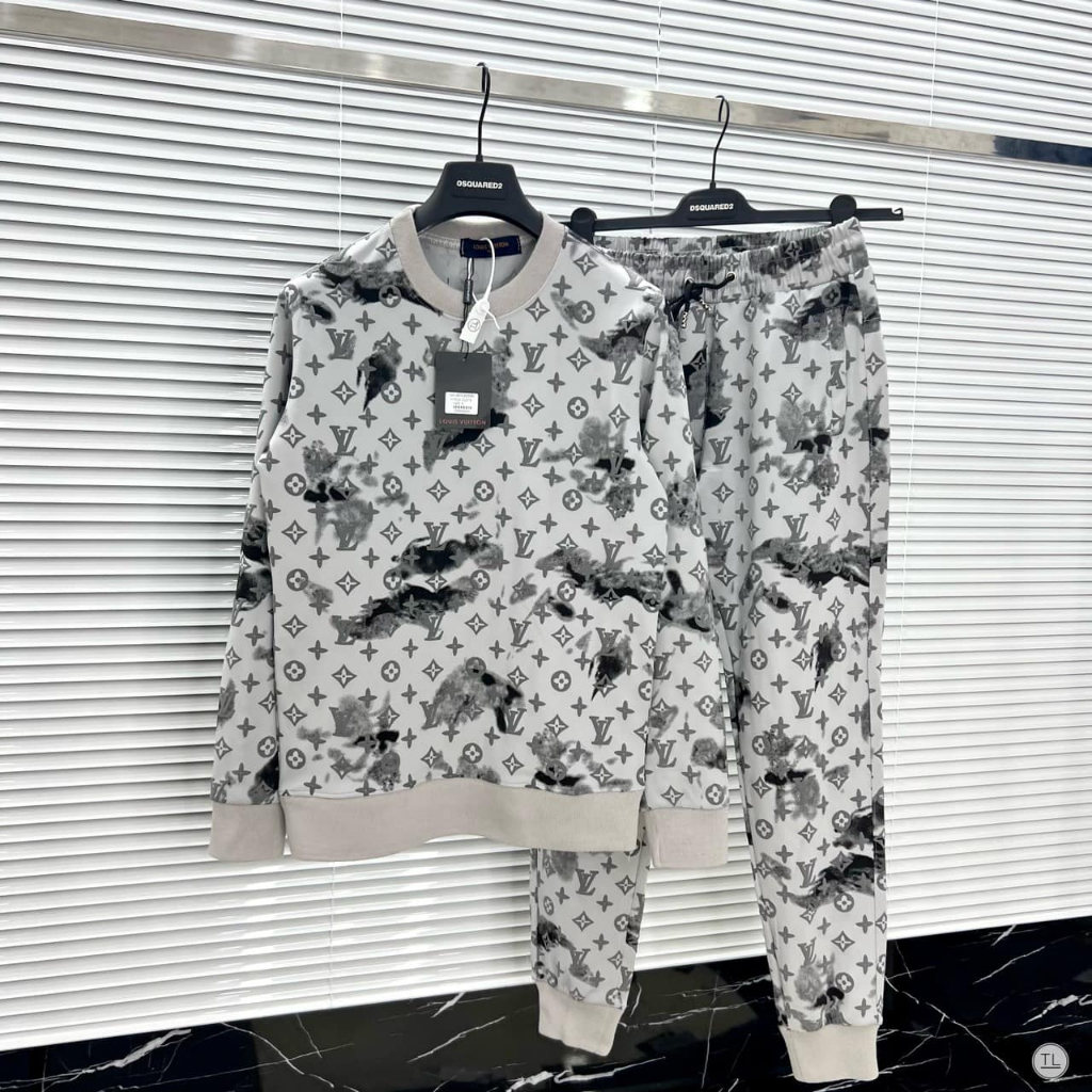 ĐỒ BỘ NỈ NAM THU ĐÔNG lv, BỘ THỂ THAO NAM  DÀI TAY vân chữ