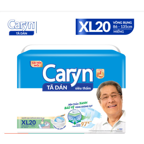 Tã Dán siêu thấm Caryn XL20 cho người lớn vòng hông 76-130cm_Duchuymilk