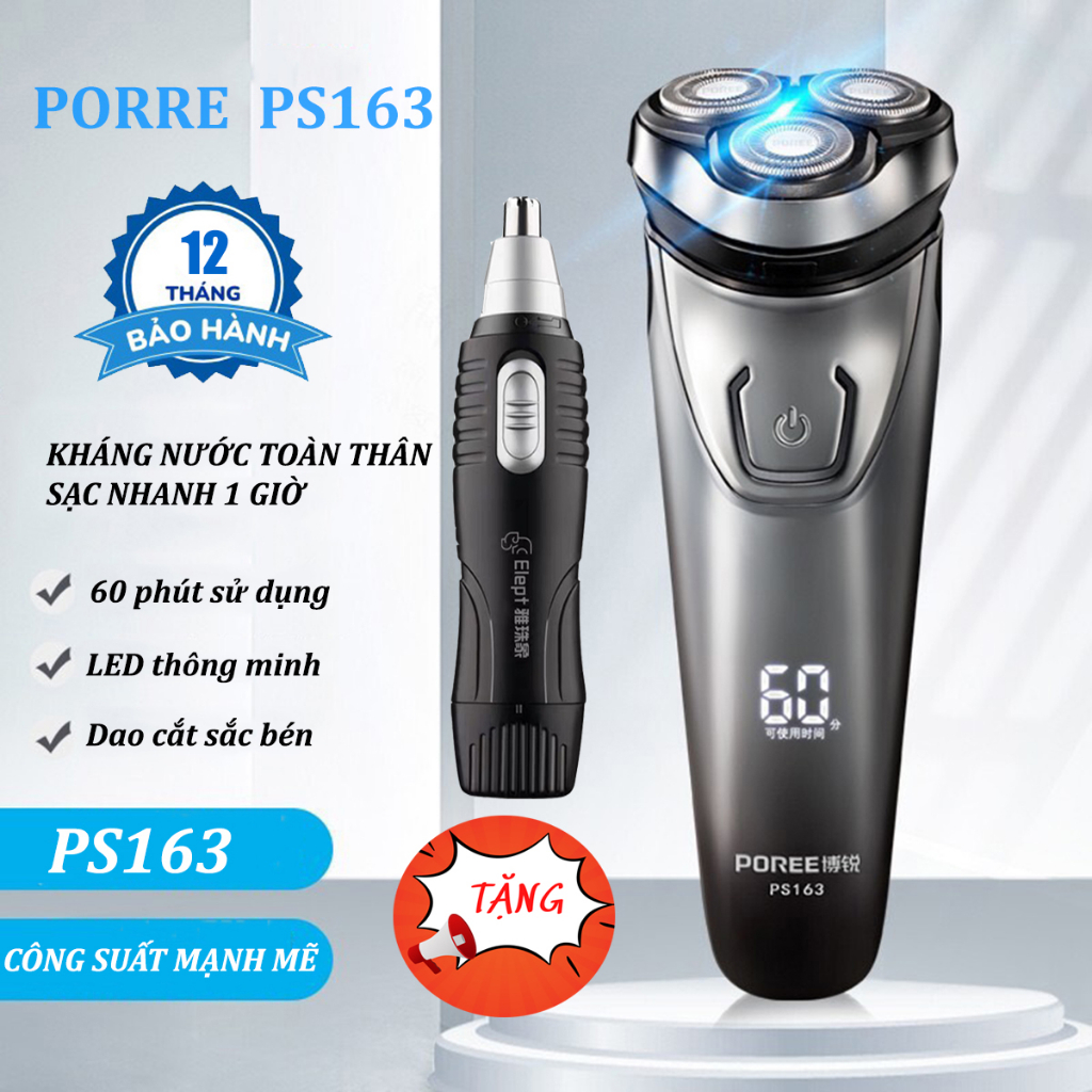 Máy cạo râu FLYCO Porre PS163 tặng kèm tỉa lông mũi Elept