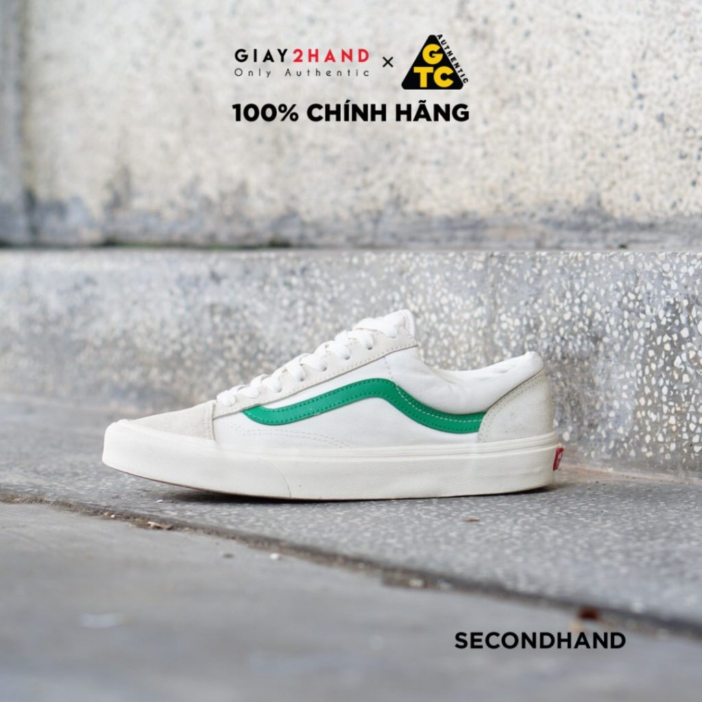 Giày Thể Thao VANS STYLE 36 WHITE / GREEN CŨ CHÍNH HÃNG