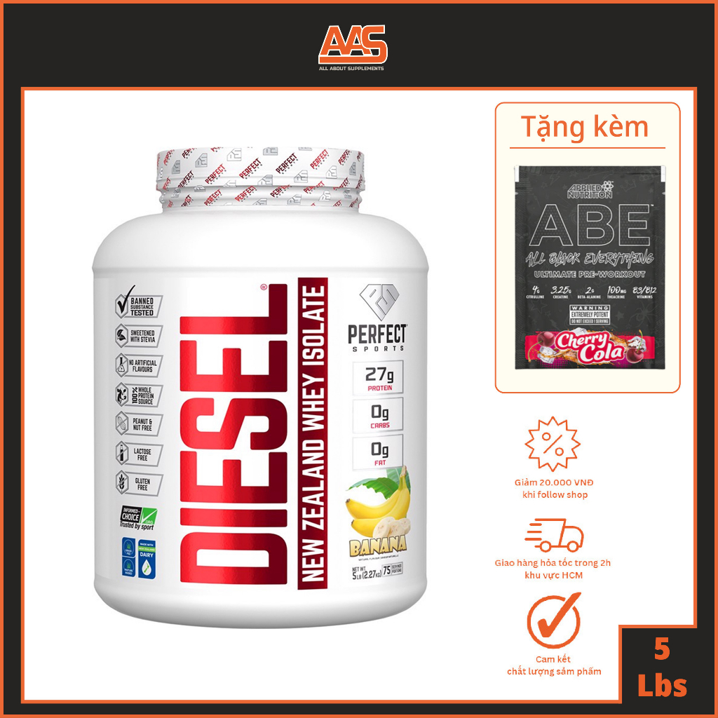 PROTEIN - PERFECT SPROTS - DIESEL NEW ZEALAND WHEY ISOLATE - 5LBS - Bột đạm dinh dưỡng thể thao hỗ trợ tăng cơ 15 không