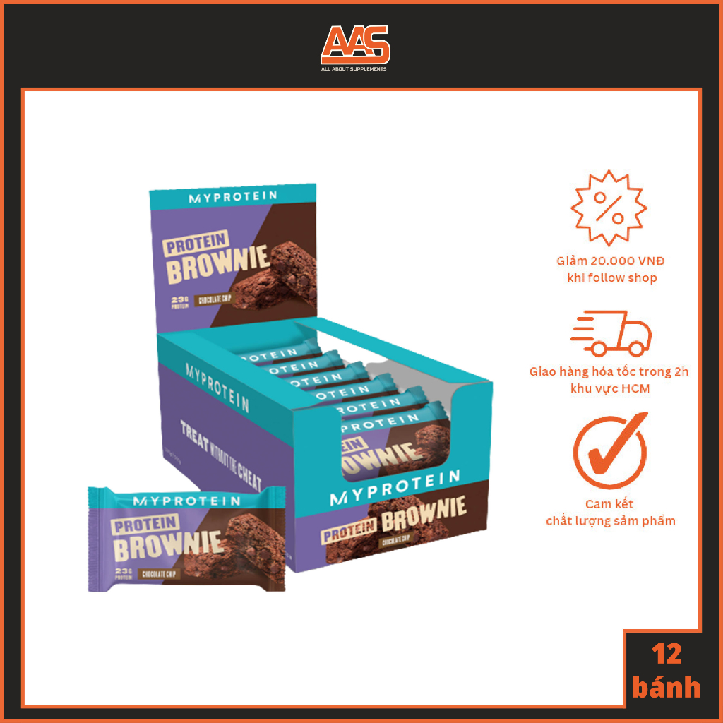 Bánh Bar Protein Myprotein Brownie - Bữa Ăn Thay Thế - 1 Hộp (12 Thanh) - Chính Hãng 100%