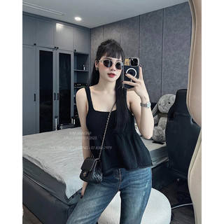 Áo len hai dây dáng peplum trẻ trung thoải mái