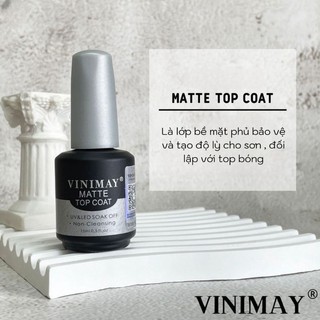 Sơn gel top lì Vinimay chính hãng chai 15ml - Matte top chuyên dụng cho dân làm móng