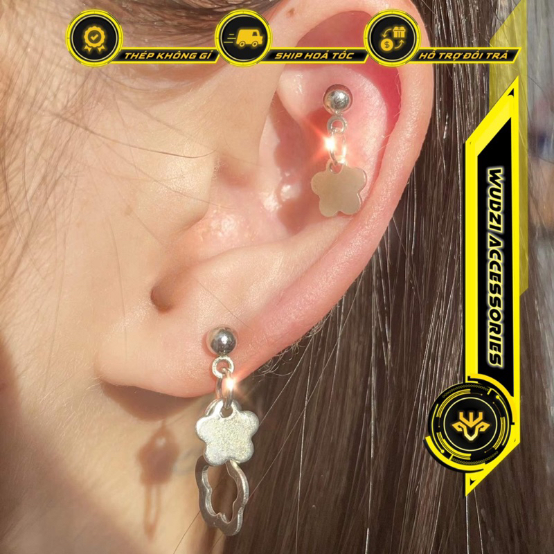 Khuyên tai hoa thép không gỉ