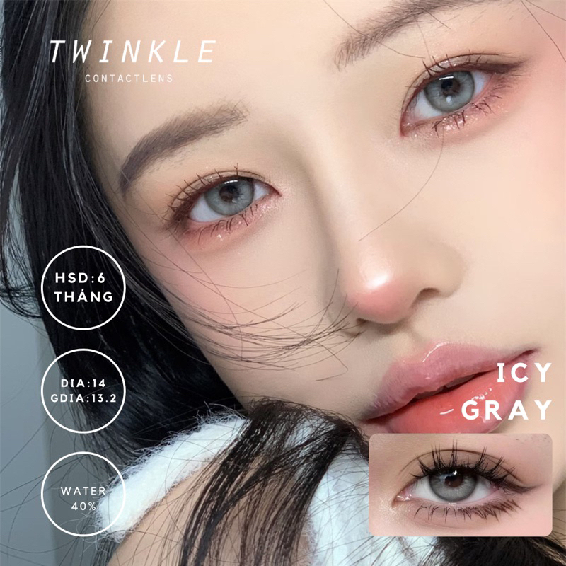Kính áp tròng xám bạc siêu tây Icy Gray lens twinkle