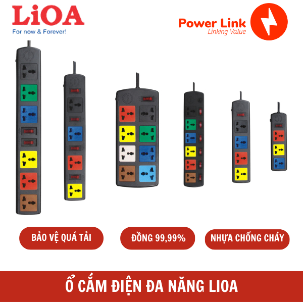 Ổ cắm điện LIOA CHÍNH HÃNG đa năng  3 lỗ  dây dài 3M, 5M, chịu tải cao