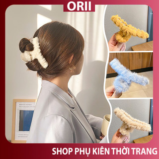 Kẹp tóc càng cua phối lông Hàn Quốc nữ đẹp hottrend 2023 cỡ size lớn ORII cặp búi tóc dễ thương cào 10 răng,14 răng.mã l