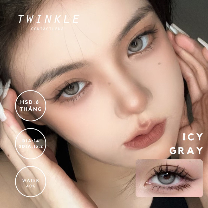 Kính áp tròng xám bạc siêu tây Icy Gray lens twinkle