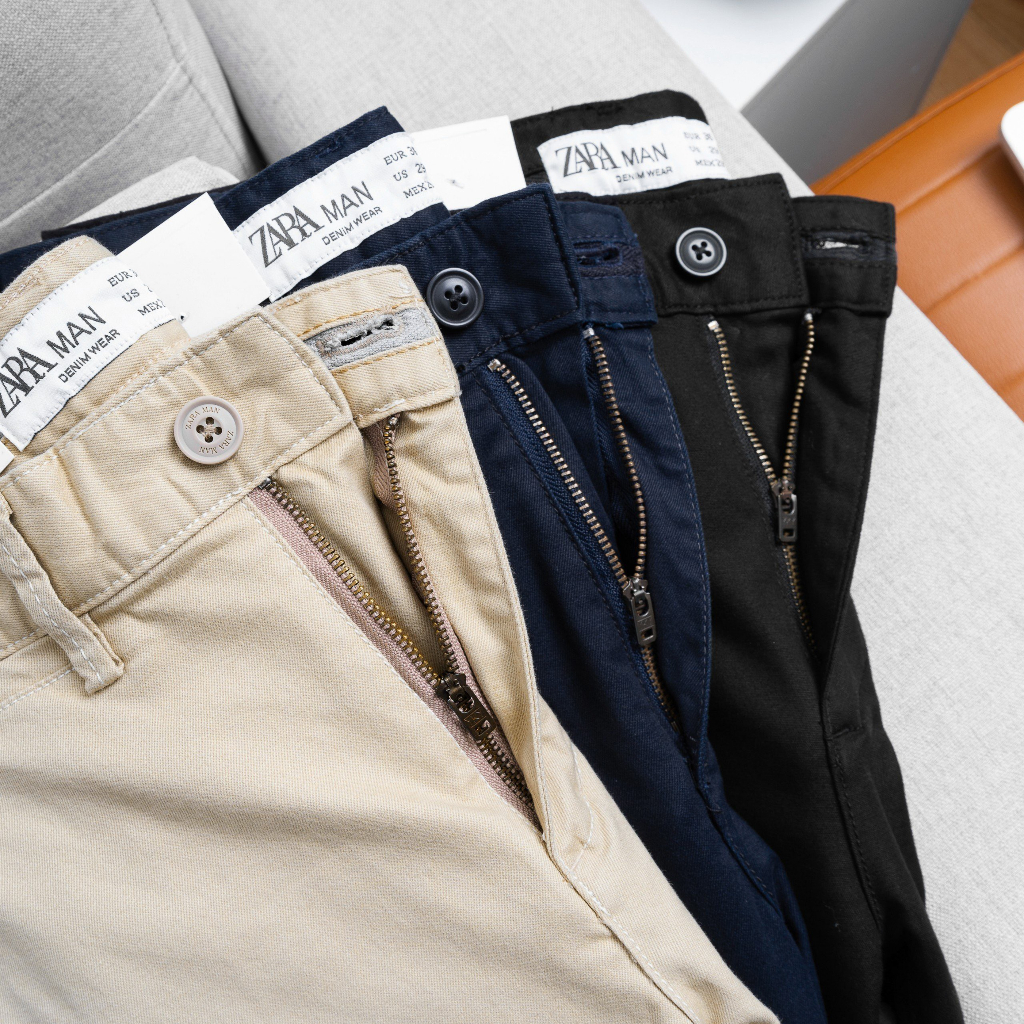 Quần Kaki Zara Dài Nam, Form ống đứng, ống 16-18cm, cạp thắt lưng, KZ61 - Hàng VNXK