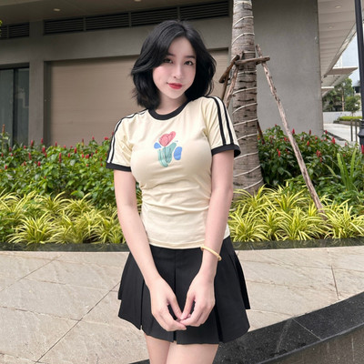 YU CHERRY | Áo thun Baby Tee nữ cotton 4 chiều tay ngắn Tulips Babytee YP009