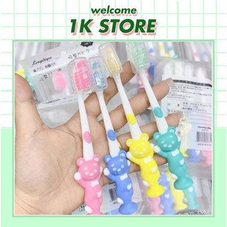 Túi 4 bàn chải cho bé, set 4 bàn chải hình thú có nắp đậy an toàn vệ sinh cho bé kèm túi zip, 4 bàn chải lông mịn cho bé