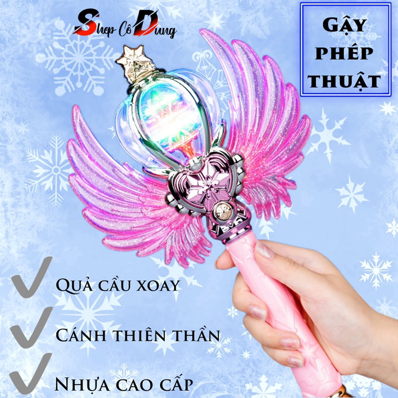 Gậy phép thuật, cây phép thuật 8879 ngôi sao xoay được chạy pin, đồ chơi cho bé