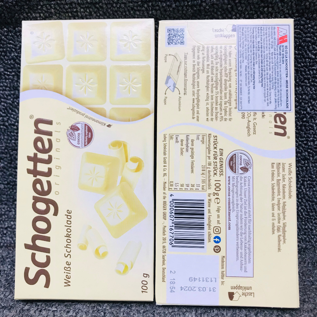 SOCOLA SCHOGETTEN 100G ĐỦ VỊ