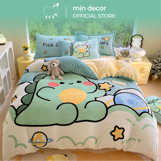 Bộ chăn ga gối nỉ nhung Mịn Decor dày dặn nhung mịn đáng yêu