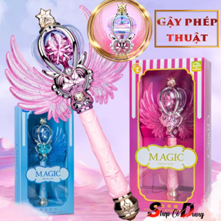 Gậy phép thuật quả cầu xoay 360 độ cánh thiên thần, đèn led 7 màu