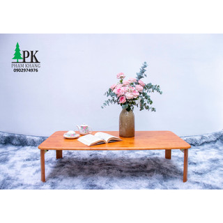 Bàn gỗ cao su chân gấp gọn Phạm Khang - Full kích cỡ rộng từ 60 đến 120cm, Màu tự nhiên/ vàng cherry