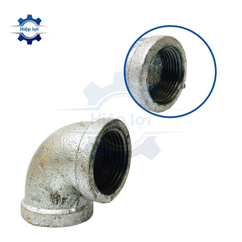 Co Ren Trong Sắt Kẽm - Cút Nối 90° 2 Đầu Ren Trong Sắt Mạ Kẽm