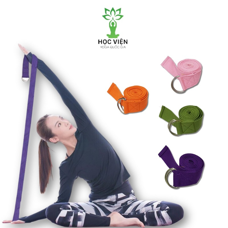 Dây tập yoga cotton 1m8 móc khóa kim loại điều chỉnh an toàn không trơn trượt hỗ trợ tập luyện dụng cụ tập yoga