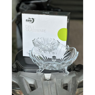 Dĩa trái cây thủy tinh 21 cm 3 chân - khay đựng hoa quả, đĩa trái cây, thố đựng trái cây