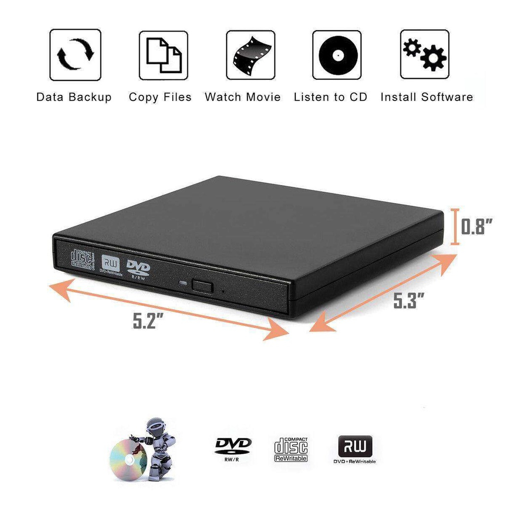 Đầu DVD Đầu đọc CD Đầu ghi DVD Đĩa CD/DVD-RW gắn ngoài USB 3.0 Tốc độ tối đa USB 3.0 DVD-RW gắn ngoài tương thích