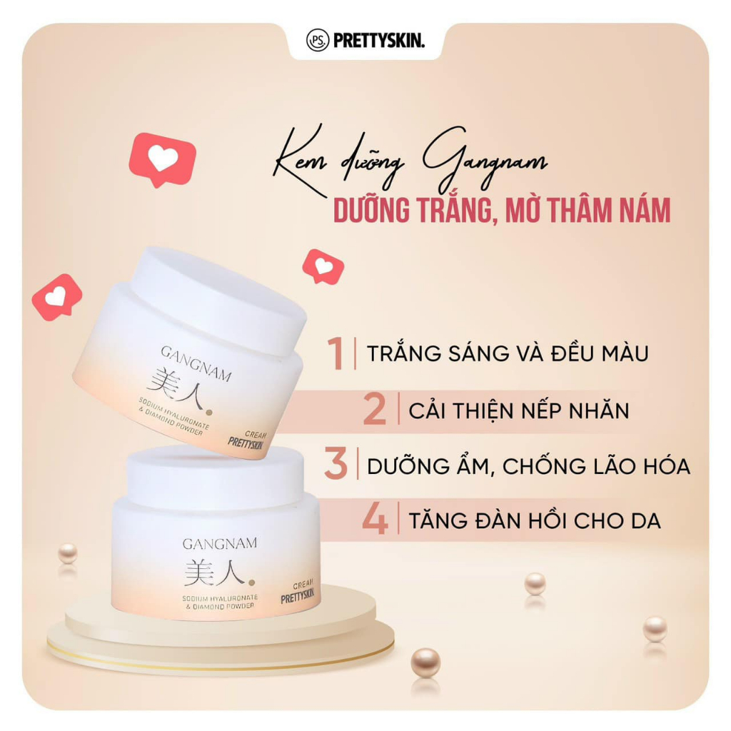 Kem Dưỡng Trắng Da Mờ Thâm Nám Pretty Skin Gangnam Miin Cream 50ml Giúp Chống Lão Hóa & Giảm Nếp Nhăn - Bebeau