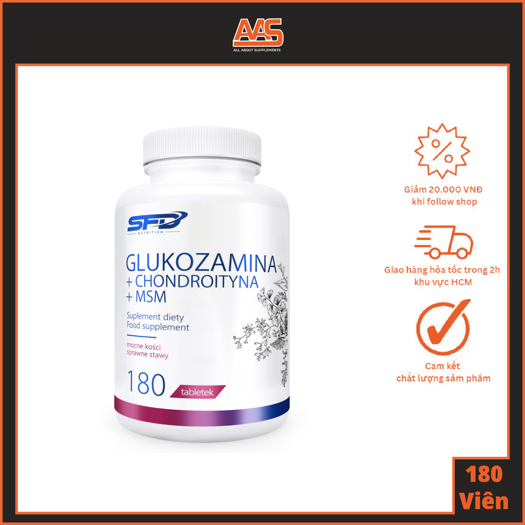 JOINT SUPPORT - SFD NUTRITION - GLUCOZAMINA + CHONDROITYNA + MSN - 180 viên uống hỗ trợ sức khỏe xươ
