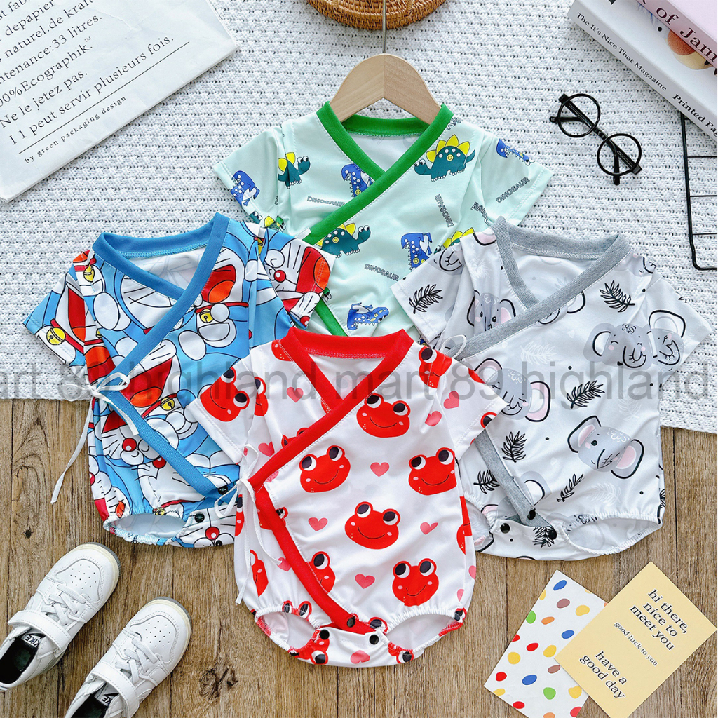FS Tổng Hợp Bộ Bodysuit Yukata Liền Thân Thun Lạnh In Họa Tiết Con Vật Dễ Thương Cho Bé