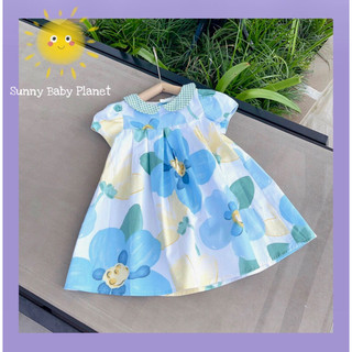 Váy bé gái màu xanh Sunny váy thiết kế váy cotton cổ sen đầm xinh cho bé 1 tuổi- 6 tuổi